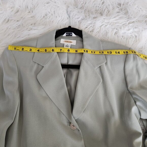 Talbots Pure Silk Blazer Jacket Women's 4 Gray Blue Business Casual‎ Elegant - Picture 15 of 16
